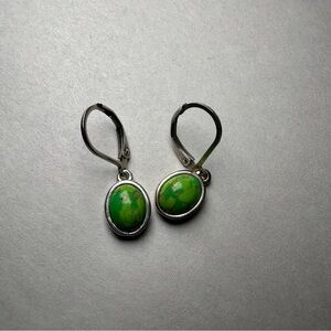 Green turquoise 925 Sterling silver earrings